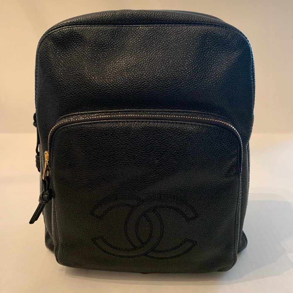 Authentic Chanel Blk Caviar Backpack EUC